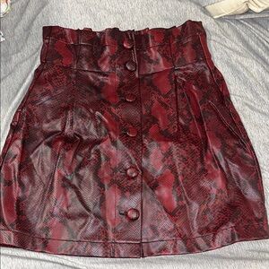 Zara Burgundy Snake Print Mini Skirt